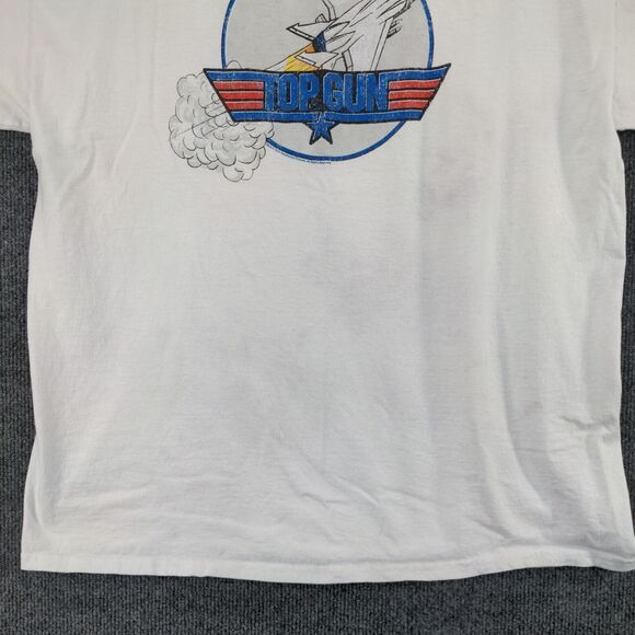 Retro 2021 Top Gun Graphic Print T-Shirt Mens L Short Sleeve White Crew Neck - Picture 5 of 11